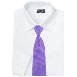 Boys White Formal Shirt & Purple Dot Tie